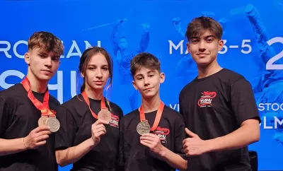 Foto: 2 medalii de argint și 2 de bronz obținute de practicanții de wushu kung-fu din clubul craiovean WU QUAN-LI